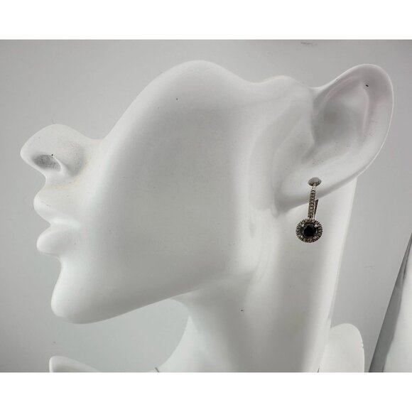 Beautiful 1 Carat Black Diamond Halo Earring and Necklace Set - Picture 8 of 16